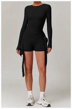 Load image into Gallery viewer, Backless Long Sleeve Contoured Bodysuit Jumpsuit

