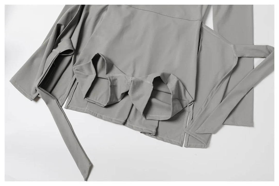 Backless Long Sleeve Contoured Bodysuit Jumpsuit