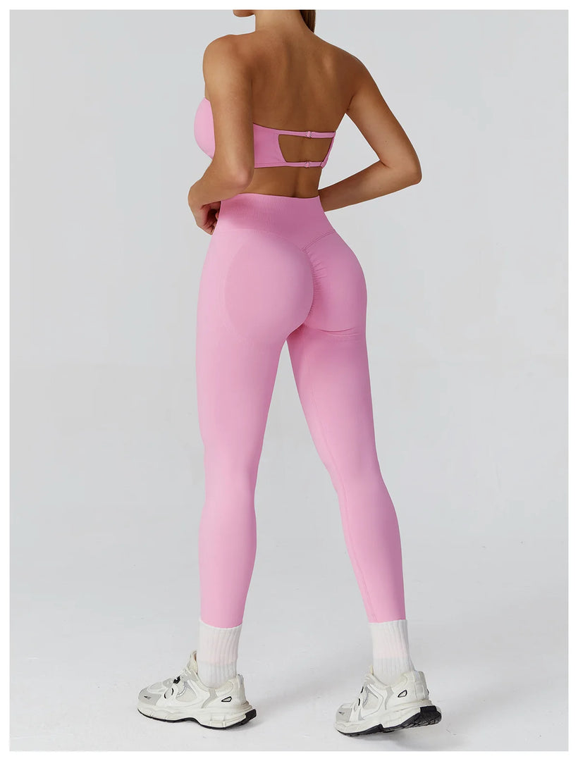 Seamless Premium Athleisure 2 Piece Leggings Set Nylon