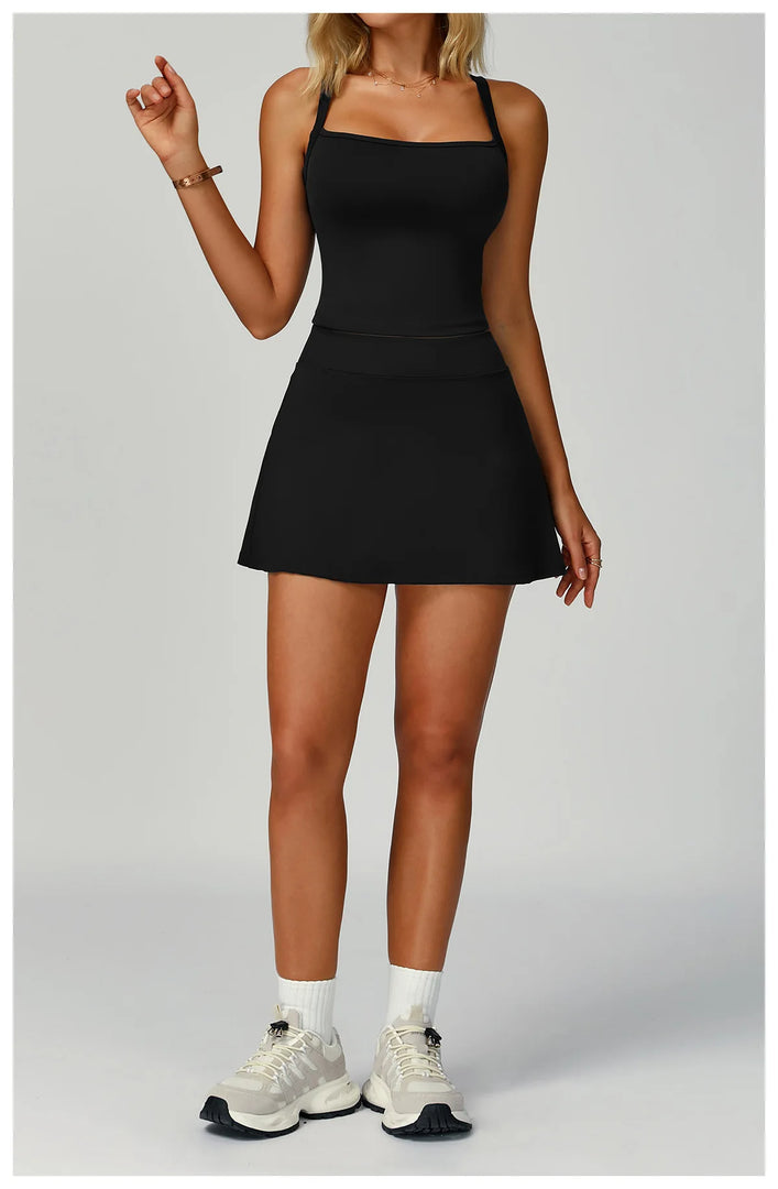 Luxe Contour 2 Piece Yoga Wear Ensemble Nylon Knit Fabric