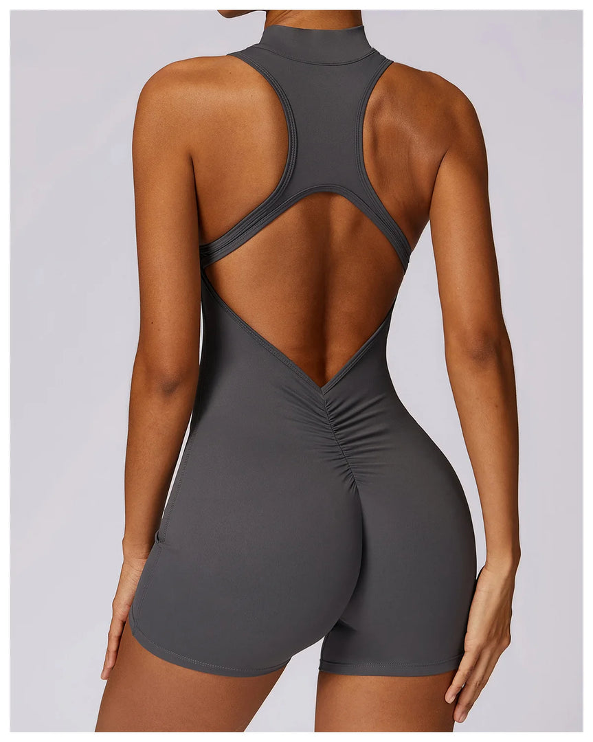 Luxurious Contour Performance Zip Front Yoga Romper