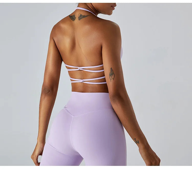 Cross Back Strappy Seamless Bralette Soft Nylon Spandex