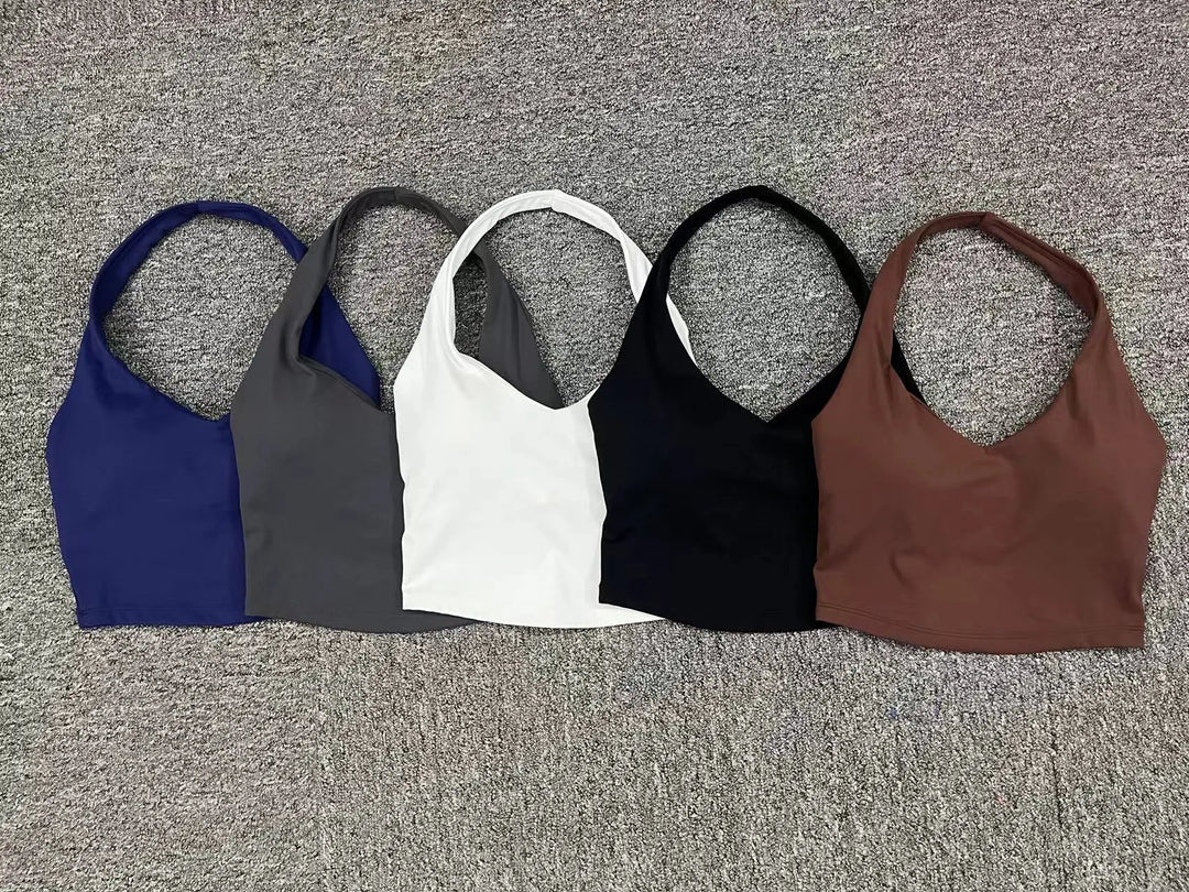 Breathable Hanging Neck Yoga Sports Bra With Contour Support
