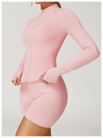 Load image into Gallery viewer, Seamless Contour Yoga Top With Zippered Long Sleeve
