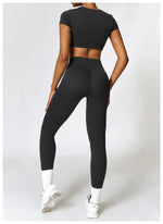 Load image into Gallery viewer, Seamless Sculpted Yoga Core Set Leggings Ribbed Contour
