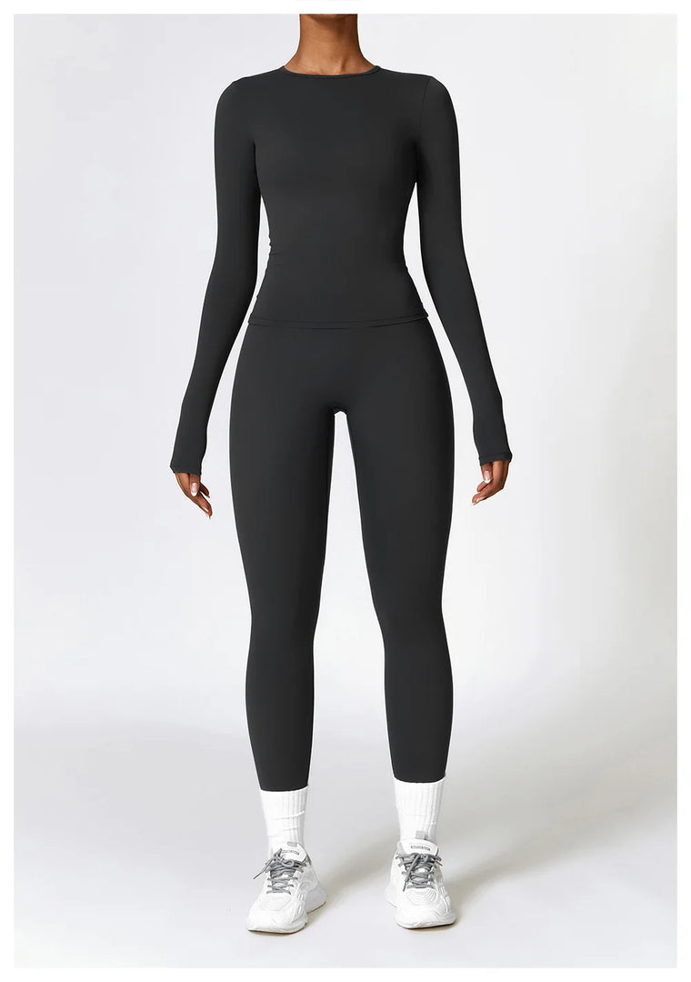 Seamless Sculpted Yoga Core Set Leggings Ribbed Contour