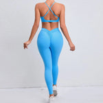 Load image into Gallery viewer, Two Piece Ribbed Seamless Studio Yoga Set Cross Back
