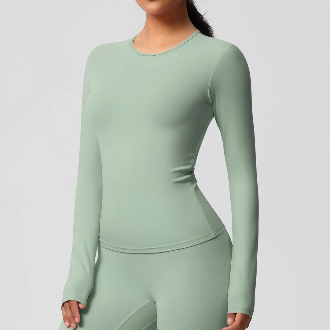 Luxurious Breathable Contoured Long Sleeve Yoga Top Nylon