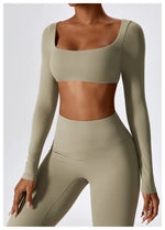 Load image into Gallery viewer, Contour Seamless Crop Yoga Performance Wear Long Sleeve
