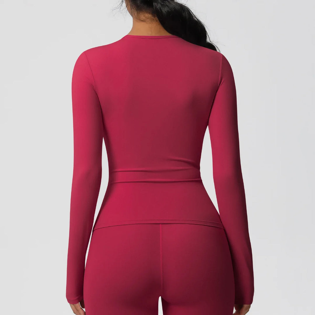 Luxurious Breathable Contoured Long Sleeve Yoga Top Nylon