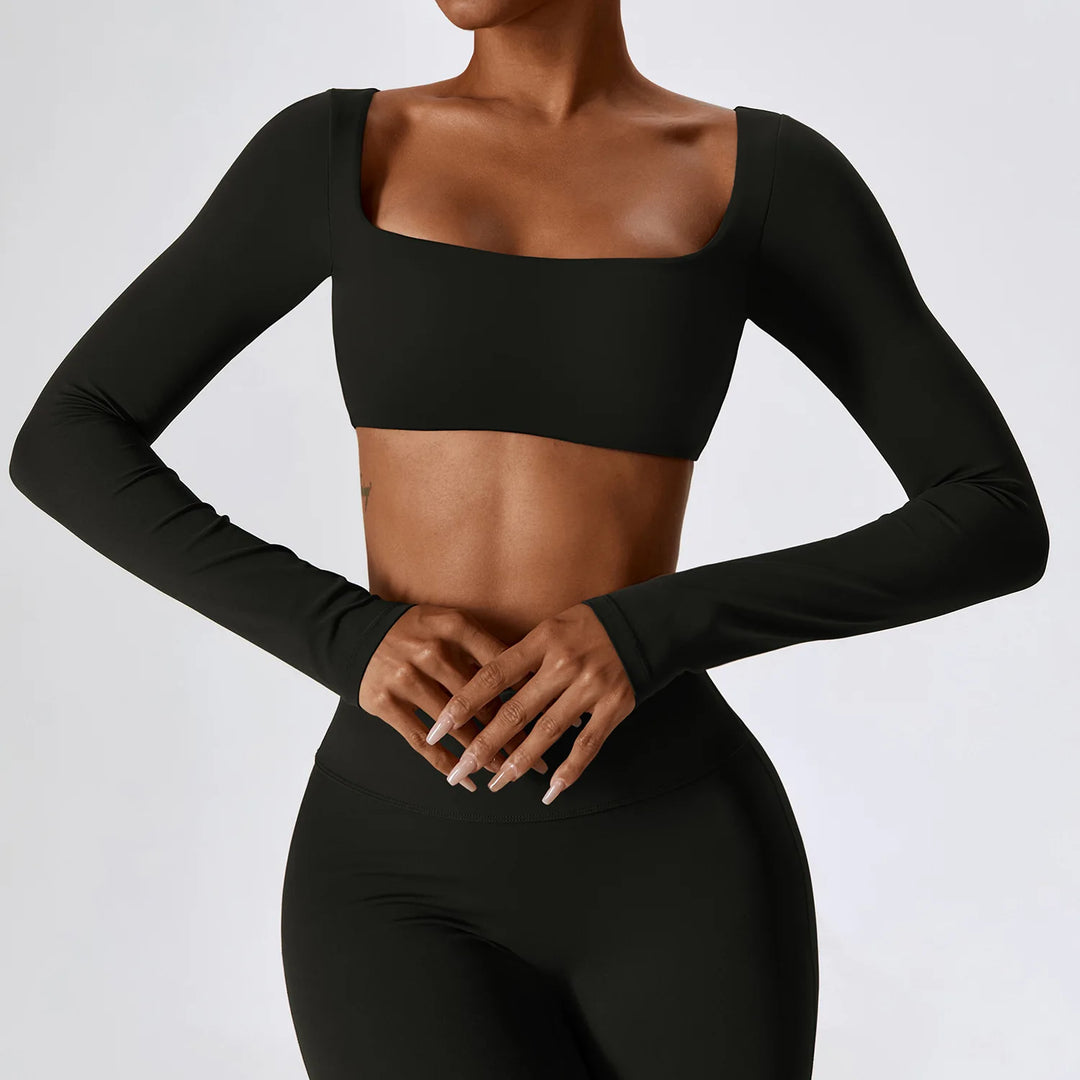 Contour Seamless Crop Yoga Performance Wear Long Sleeve