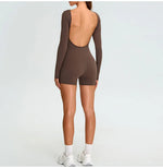 Load image into Gallery viewer, Backless Luxe Long Sleeve Yoga Jumpsuit Silhouette Chic
