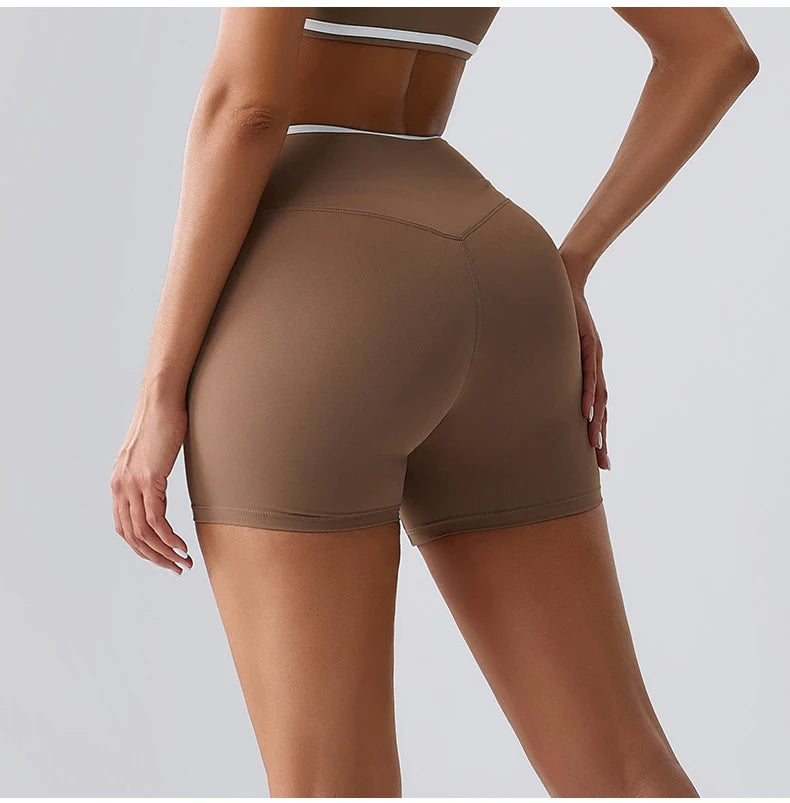 High Rise Contour Performance Shorts With Cross Wise Waist