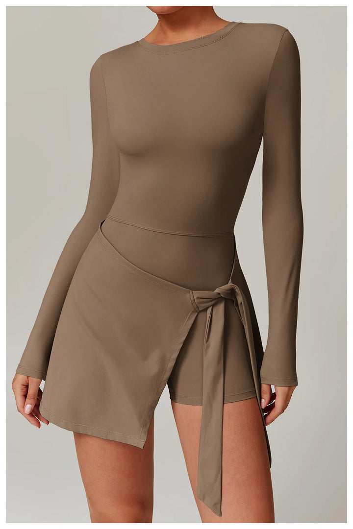 Backless Long Sleeve Contoured Bodysuit Jumpsuit