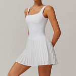 Load image into Gallery viewer, Luxurious Contoured Yoga Jumpsuit With Pleated Skirt Set
