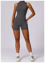 Load image into Gallery viewer, Luxurious Contour Performance Zip Front Yoga Romper

