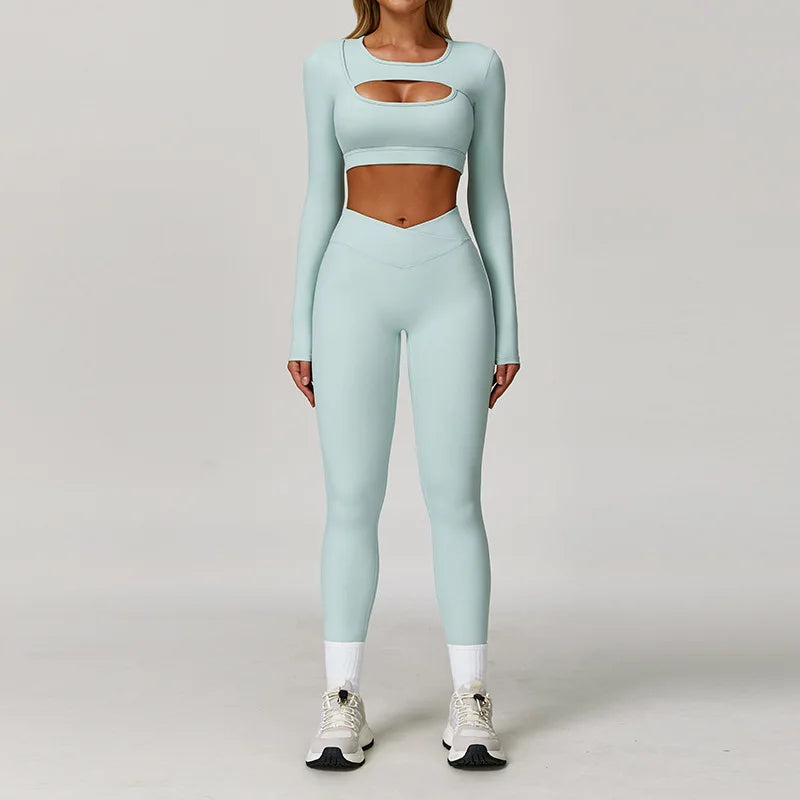 Premium Performance Knit Yoga Set With Contoured Leggings