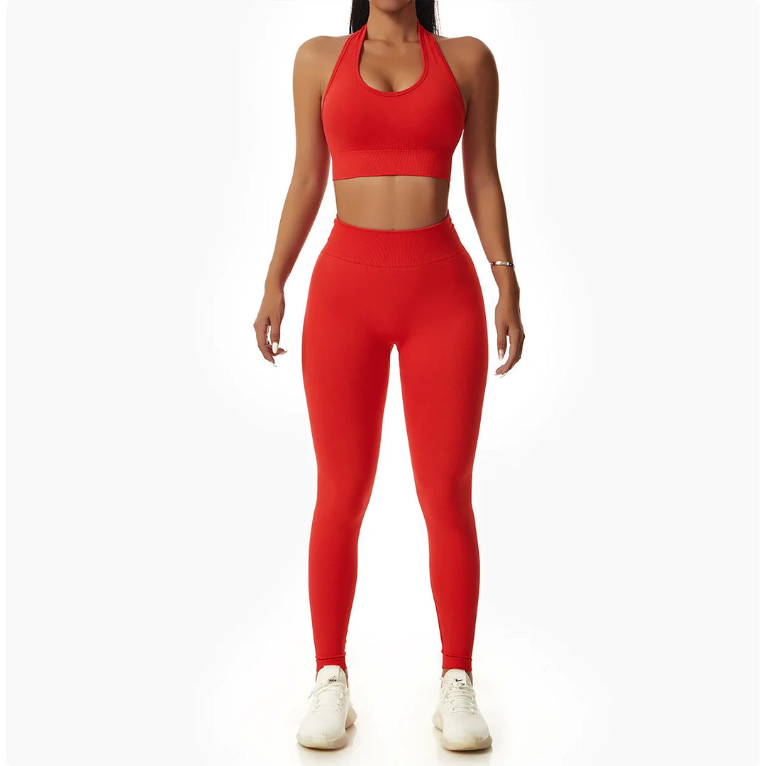 Breathable Sculpted Yoga Performance Bra With Halter Back