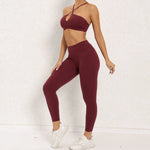 Load image into Gallery viewer, Two Piece Ribbed Seamless Studio Yoga Set Cross Back
