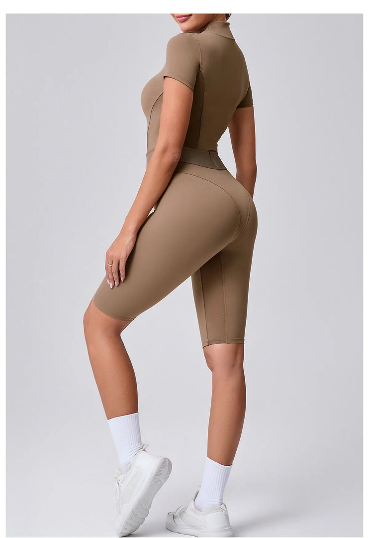 Seamless Zippered Contour Yoga Bodysuit for Performance