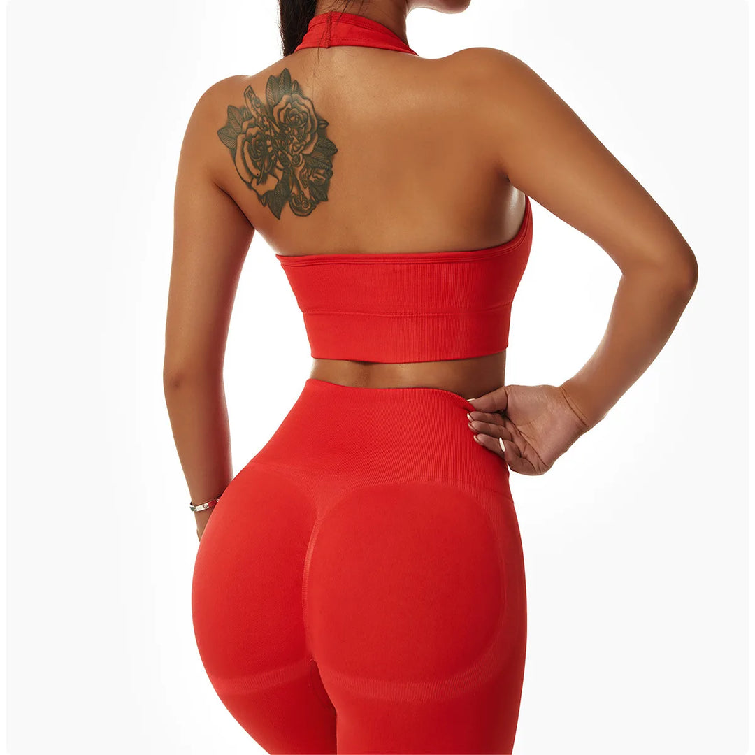 Breathable Sculpted Yoga Performance Bra With Halter Back