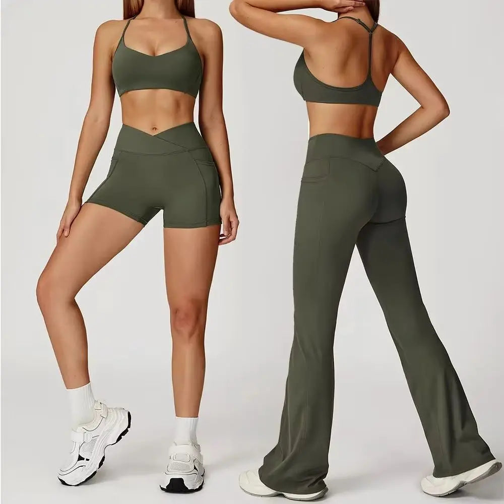 Two Piece Contoured Seamless Performance Athletic Set Nylon