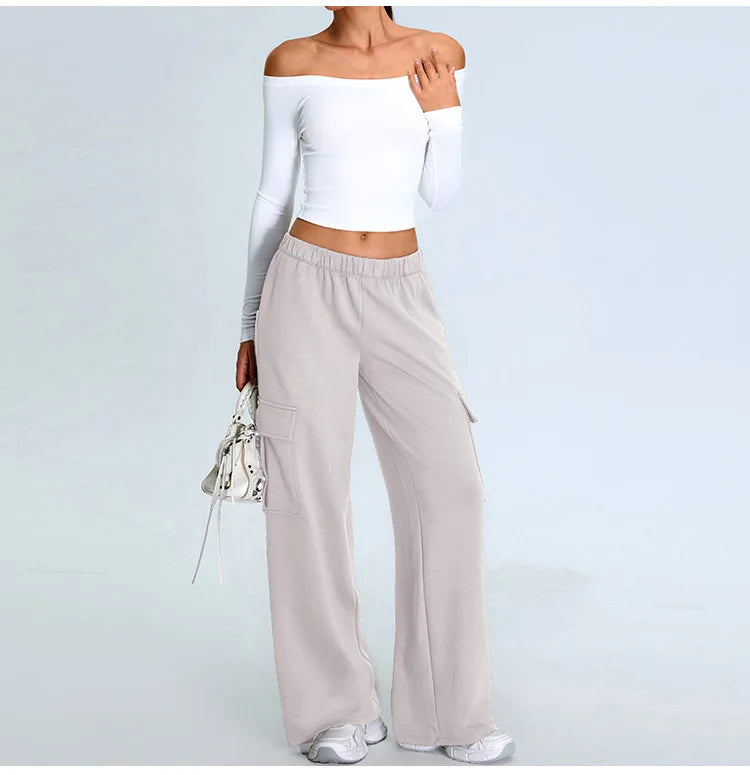 Off Shoulder Contour Seamless Athleisure Top Nylon