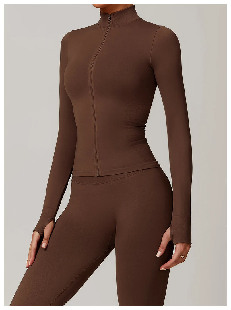 Seamless Long Sleeve Performance Jacket Zip Front Nylon