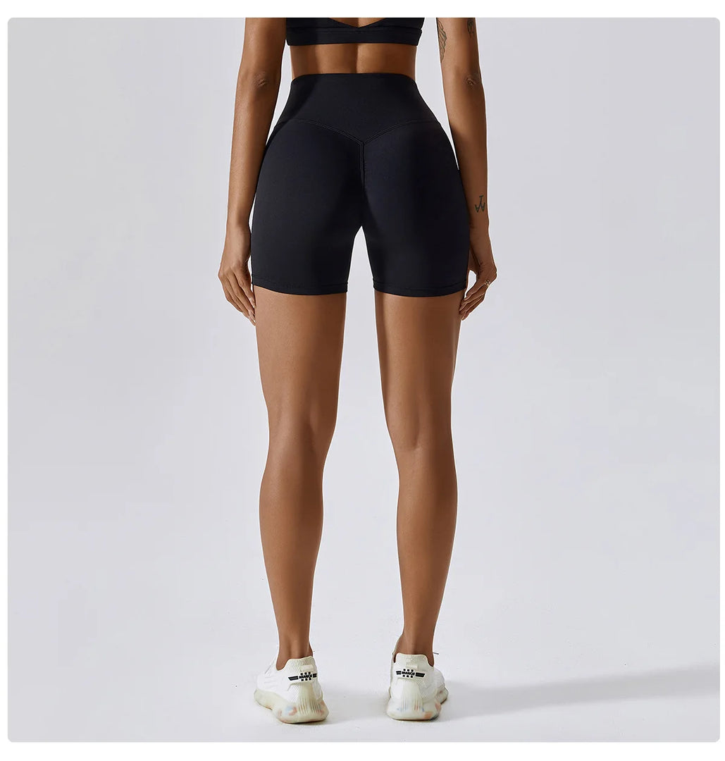 High Waist Yoga Shorts Contour Moisture Wicking Breathable