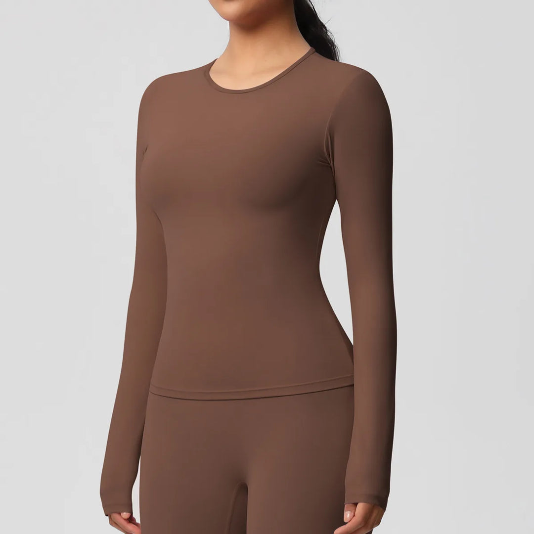 Luxurious Breathable Contoured Long Sleeve Yoga Top Nylon