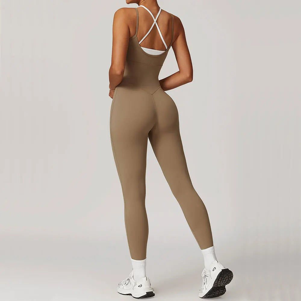 Color Blocking Seamless Yoga Jumpsuit Exquisite Fit