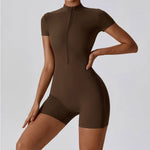Load image into Gallery viewer, Seamless Contour Zippered Yoga Bodysuit Performance
