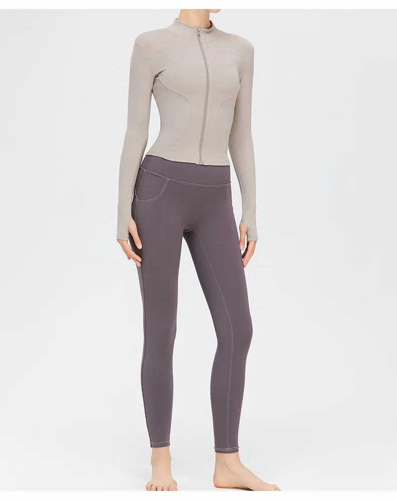 Zippered Studio Contoured Long Sleeve Sports Jacket