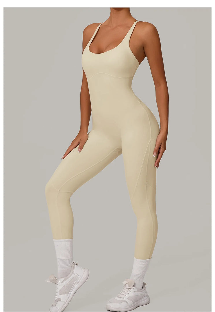 Luxe Sleeveless Yoga Jumpsuit Nylon Spandex