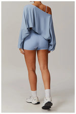 Load image into Gallery viewer, One Shoulder Bat Sleeve Yoga Hoodie Ultra Performance
