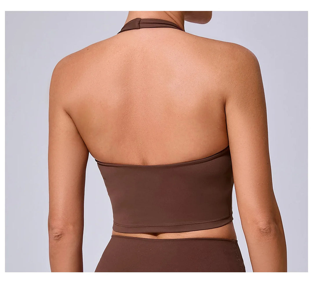 Breathable Hanging Neck Yoga Sports Bra With Contour Support
