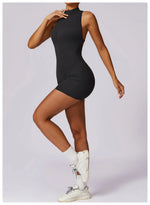 Load image into Gallery viewer, Luxurious Contour Performance Zip Front Yoga Romper
