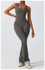 Load image into Gallery viewer, Contoured Back Zip Jumpsuit With Seamless Performance
