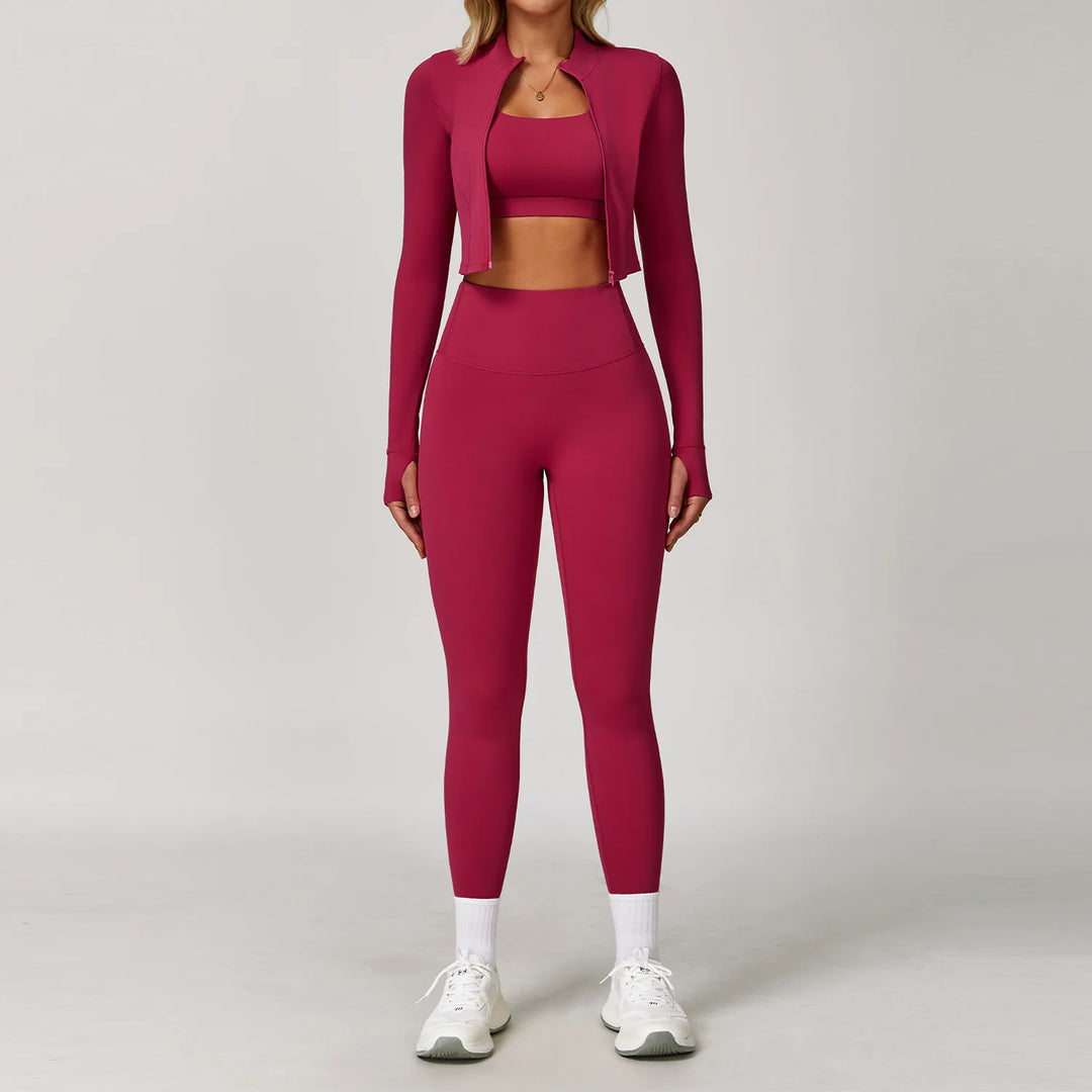 Three Piece Breathable Yoga Tracksuit Pro For Performance