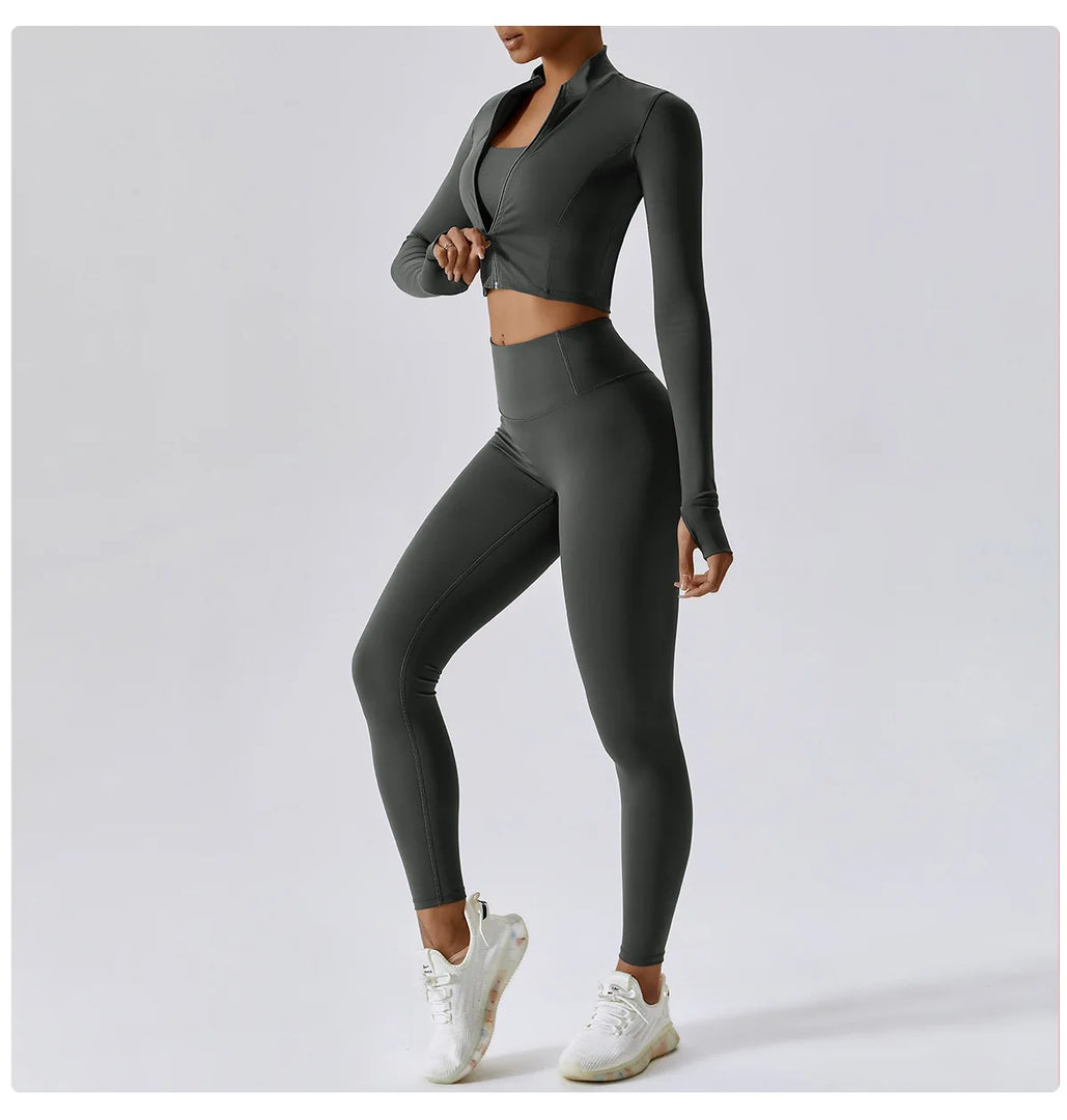 Three Piece Contoured Yoga Set Athleisure Signature