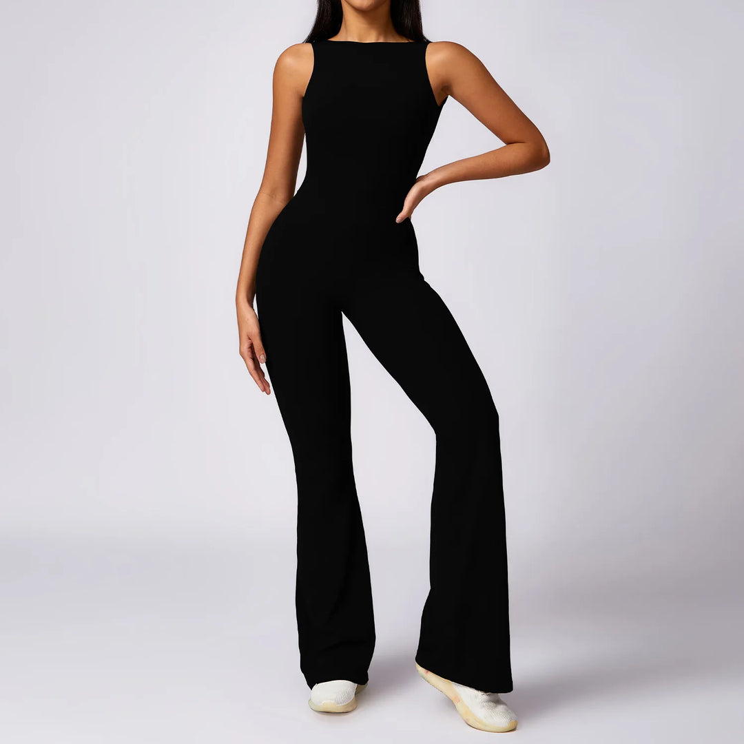 Sculpted Yoga Jumpsuit Ultra Breathable Nylon Knit Fabric