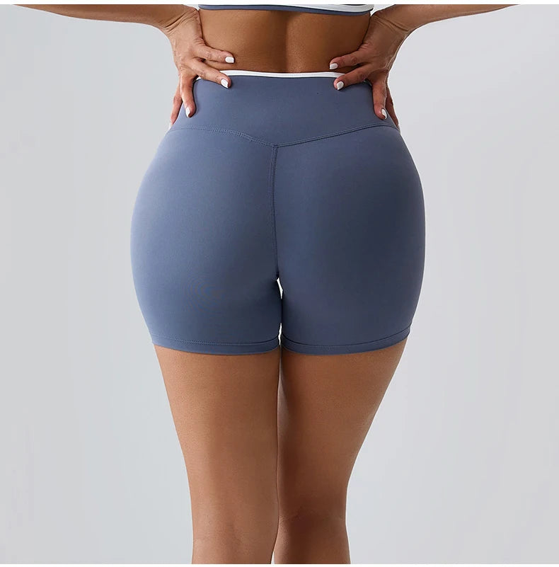 High Rise Contour Performance Shorts With Cross Wise Waist