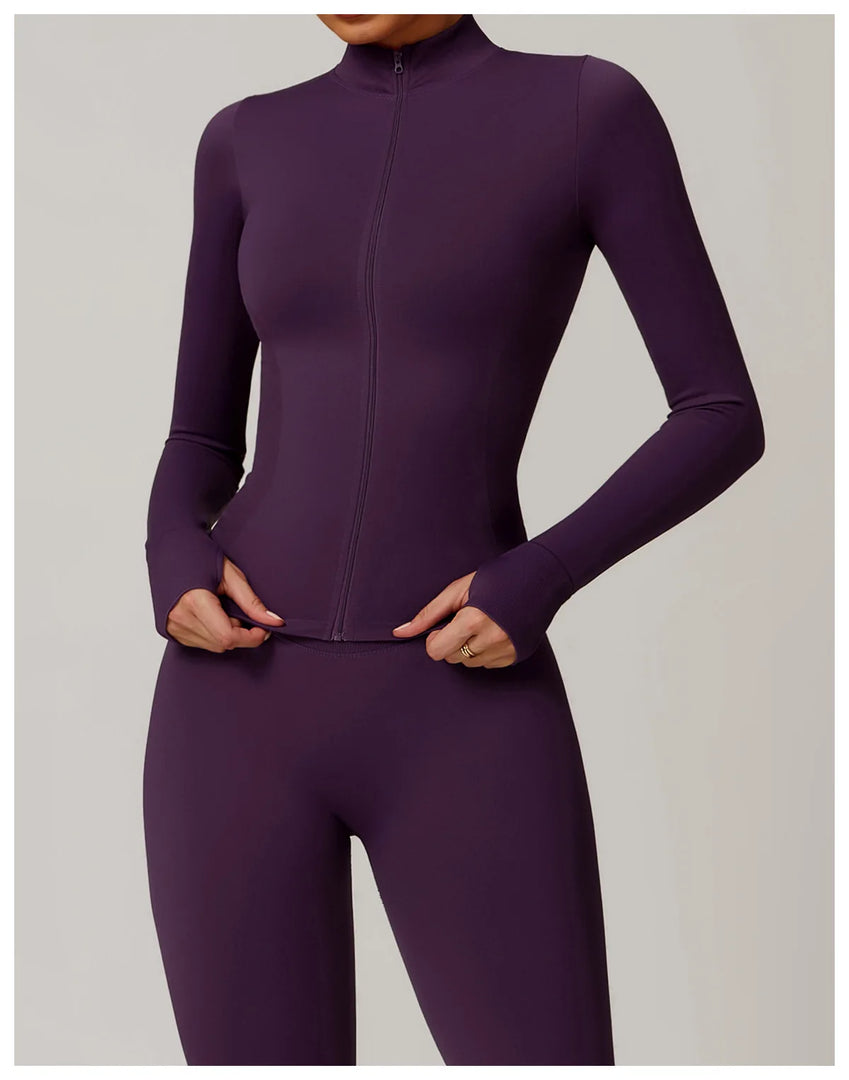 Seamless Long Sleeve Performance Jacket Zip Front Nylon