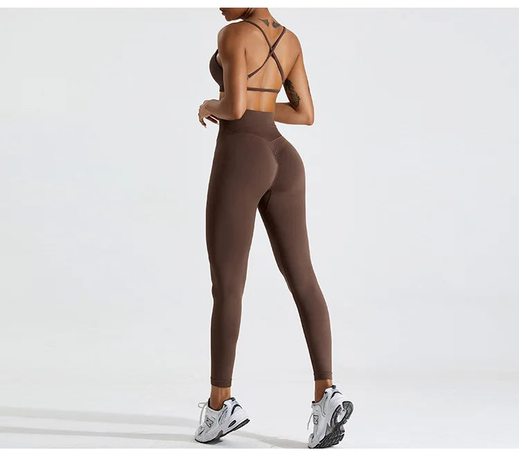 Seamless Two Piece Contour Performance Leggings Set Nylon