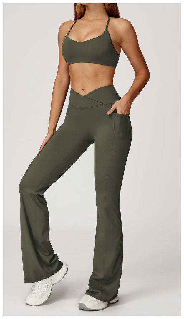 Two Piece Contoured Seamless Performance Athletic Set Nylon