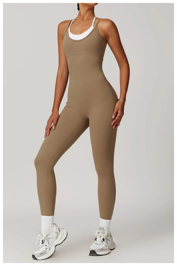 Color Blocking Seamless Yoga Jumpsuit Exquisite Fit