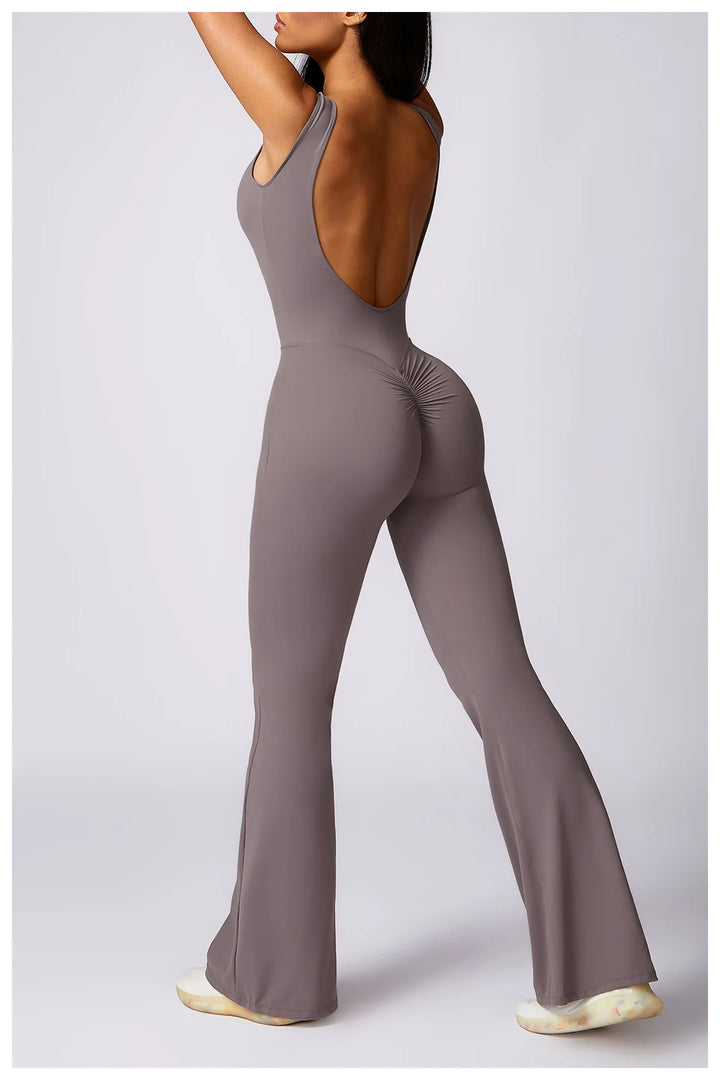 Sculpted Yoga Jumpsuit Ultra Breathable Nylon Knit Fabric