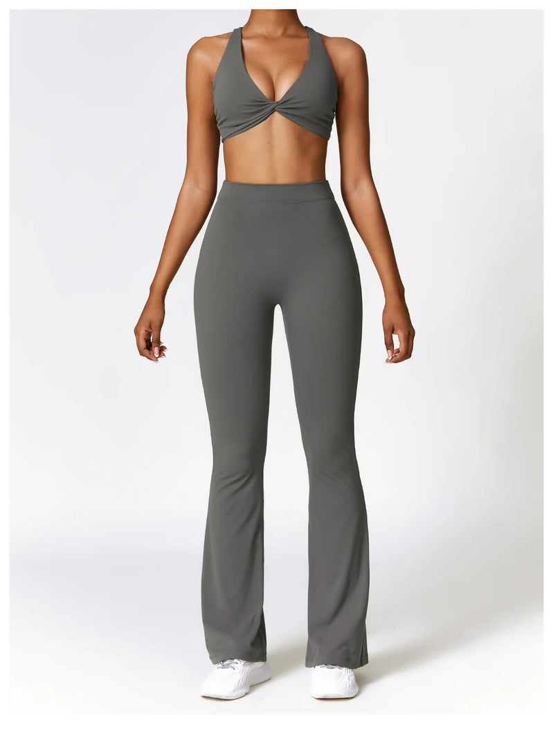 Contoured Flared Leggings With High Waist Silhouette