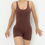 Load image into Gallery viewer, Backless One-Piece Yoga Tracksuit Breathable Nylon Knit
