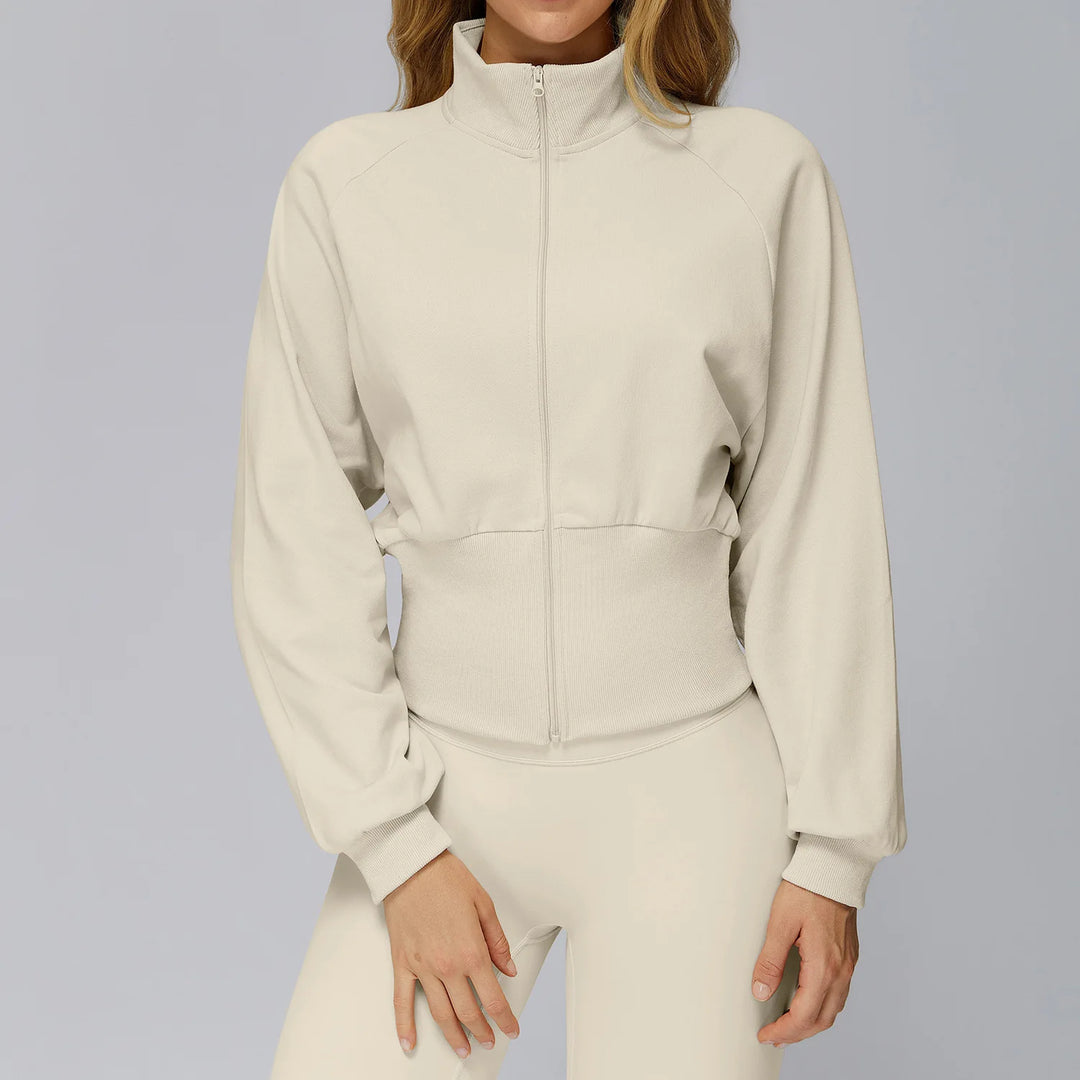 Wind Proof Zip Front Standing Collar Sweat Shirt Regular Fit